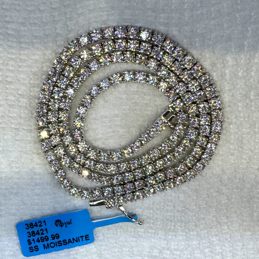 925 Silver 16.72 CT Moissanite Tennis chain 20”x3mm